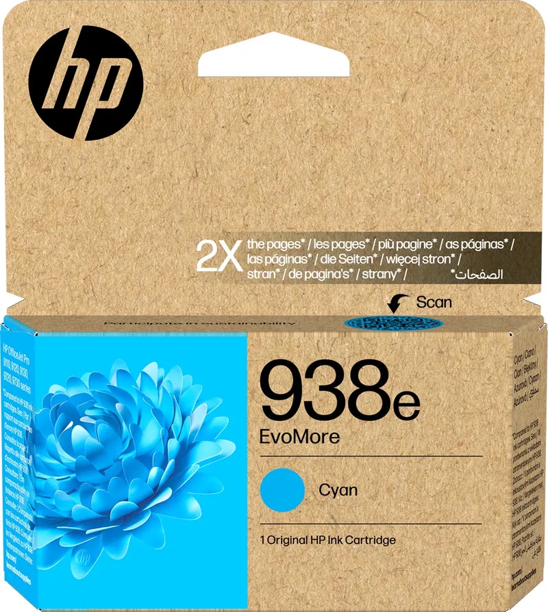 inktcartridge 938e, 1.650 pagina's, OEM 4S6X9PE, cyaan von HP – Produktfoto