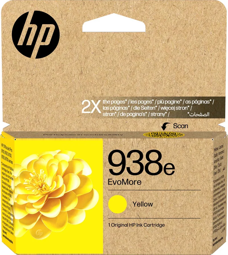 inktcartridge 938e, 1.650 pagina's, OEM 4S6Y1PE, geel von HP – Produktfoto