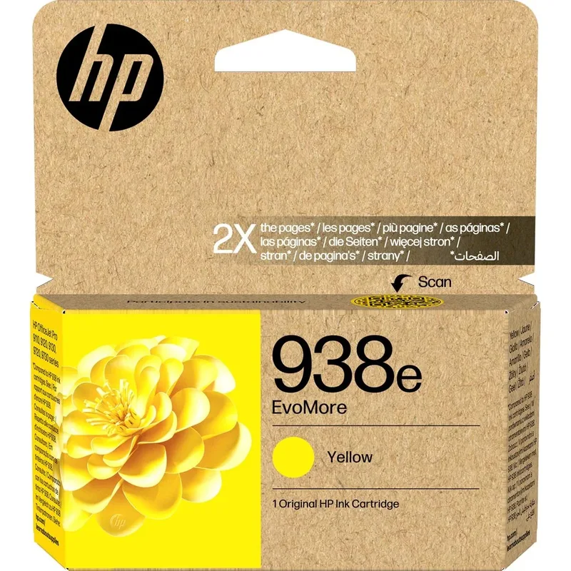 inktcartridge 938e, 1.650 pagina's, OEM 4S6Y1PE, geel van HP – productfoto