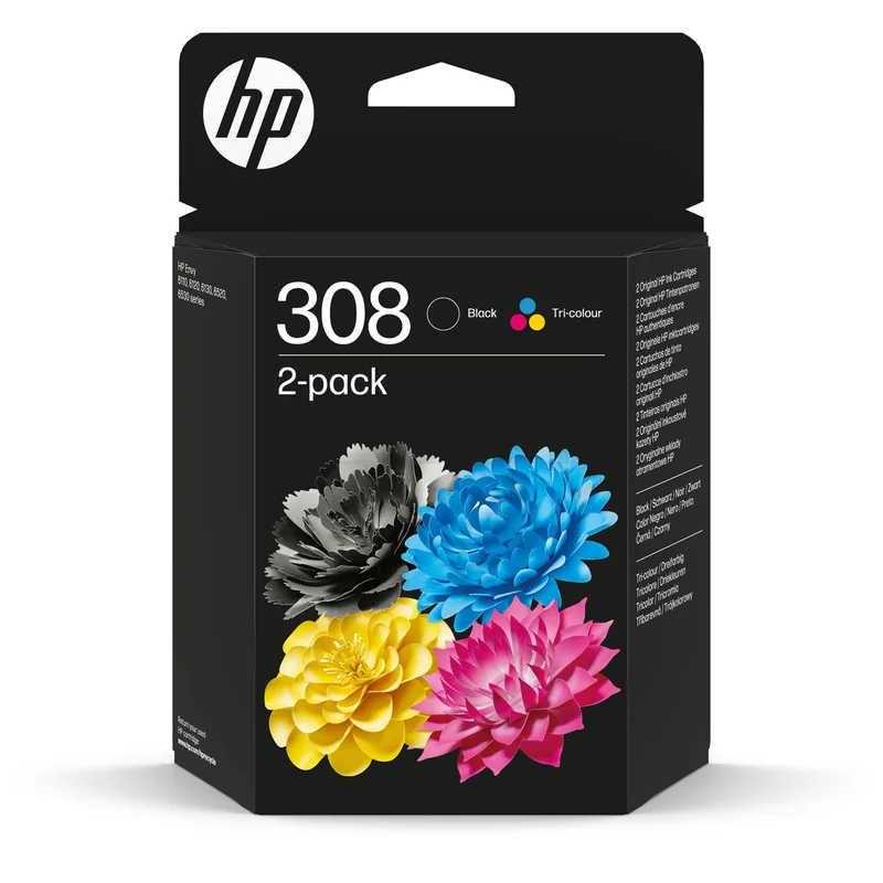 Inktcartridge hp 6l6s6ue 308 zwart + 3 kleuren von HP – Produktfoto
