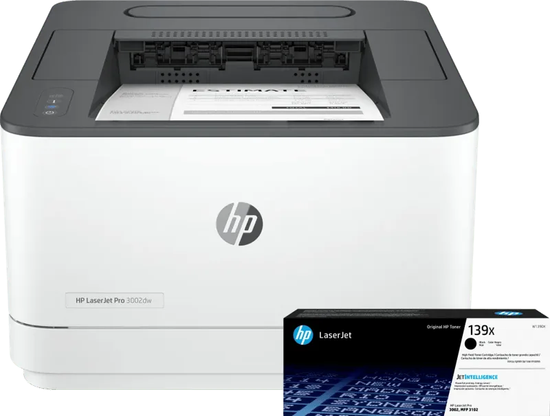 LaserJet Pro 3002dw + 1 extra zwarte XL toner von HP – Produktfoto