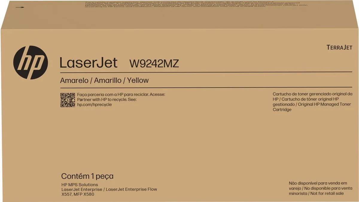LaserJet W9242MC Managed originele -tonercartridge van HP in Geel – productfoto