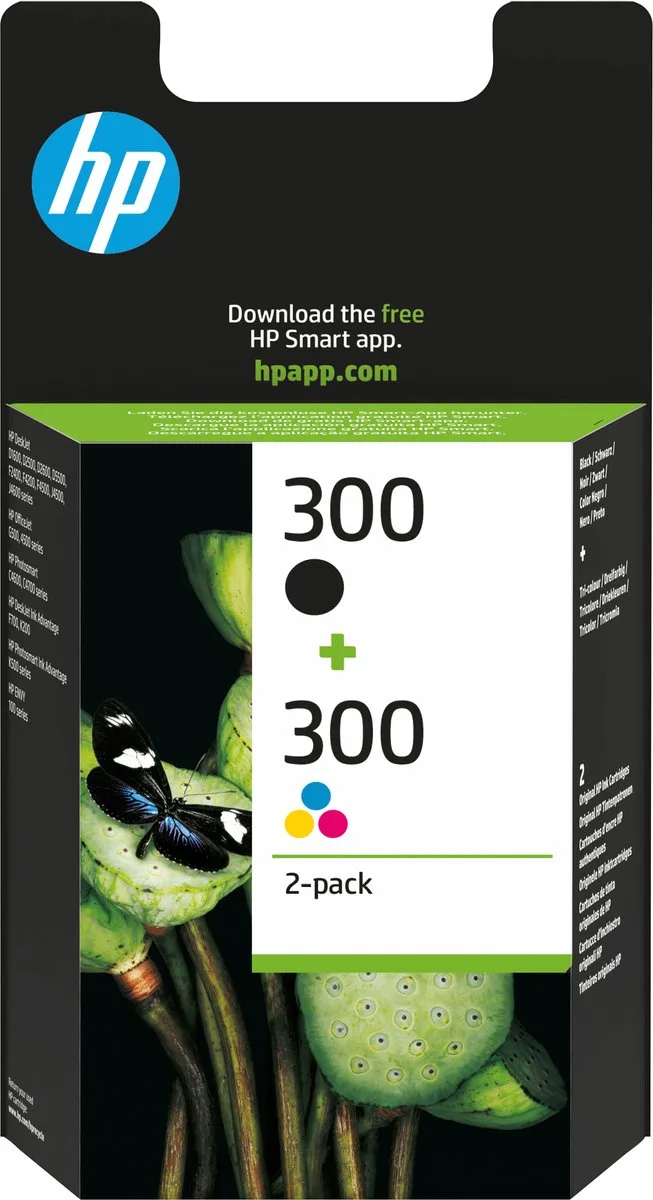 Original Ink Cartridge HP 300 Multicolour van HP in Zwart, Cyaan, Magenta, Geel – productfoto