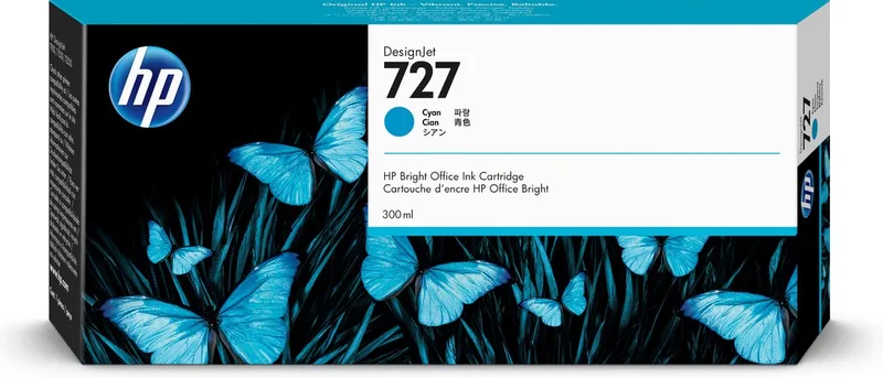Original Ink Cartridge HP 727 Cyan fra HP i Cyaan – produktbillede