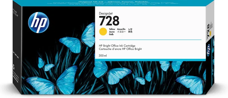 Original Ink Cartridge HP 728 Yellow van HP in Geel – productfoto