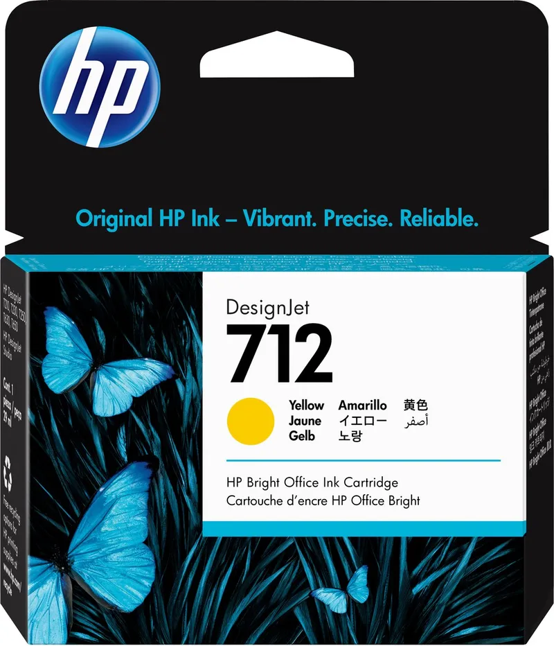 Original Ink Cartridge HP Cartucho de Tinta HP DesignJet 712 amarillo de 29 ml Yellow van HP in Geel – productfoto