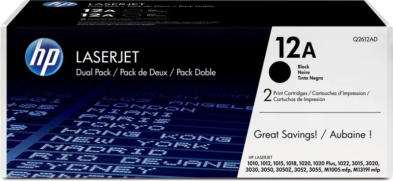 Toner 12AD Origineel 2-pack 4000 bladzijden Q2612AD by HP in Black – product photo