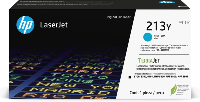 Toner 213Y W2131Y Cyan bis zu 12.000 Seiten van HP in Cyaan – productfoto