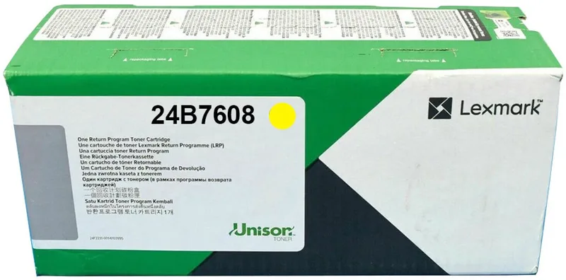 Lexmark 24B7608 tonercartridge 1 stuk(s) Origineel fra Lexmark i Gul – produktbillede