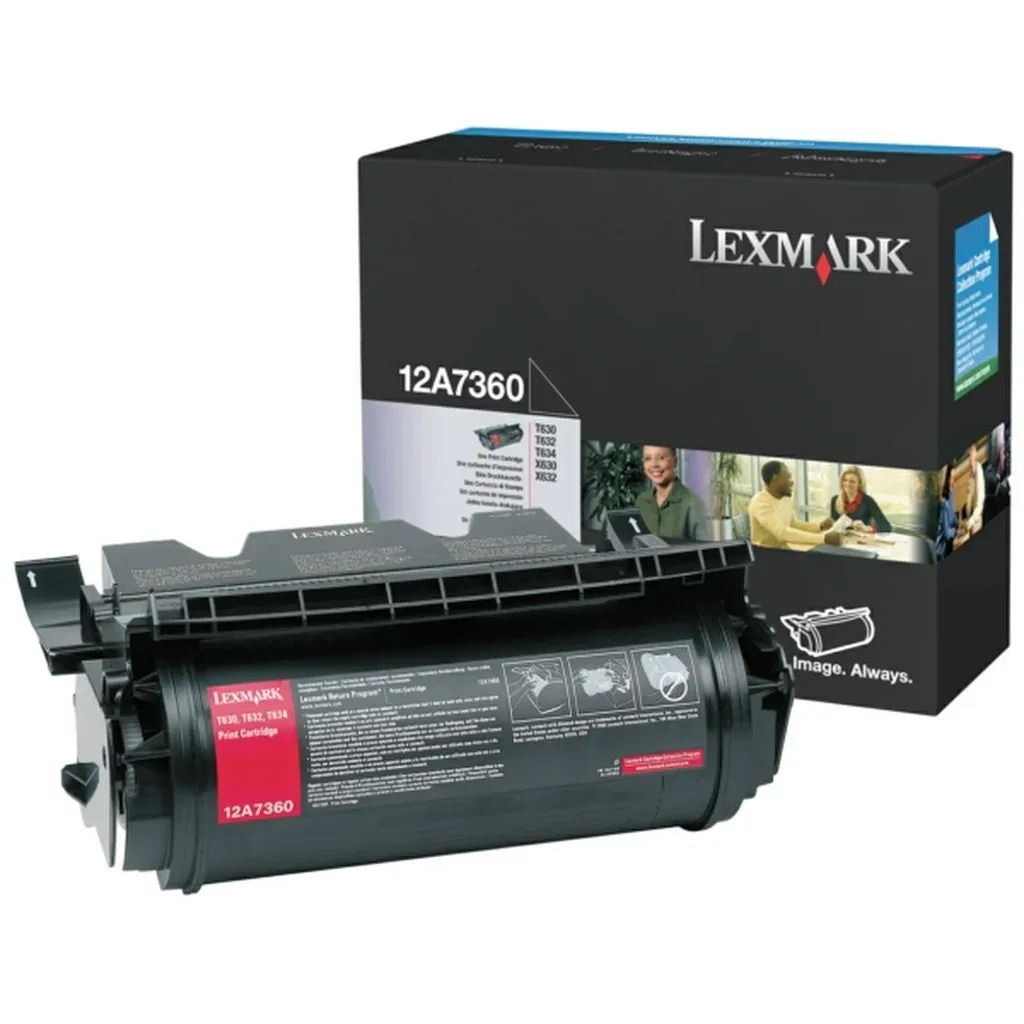 Toner sort 5.000 sider 12A7360 Sort van Lexmark – productfoto