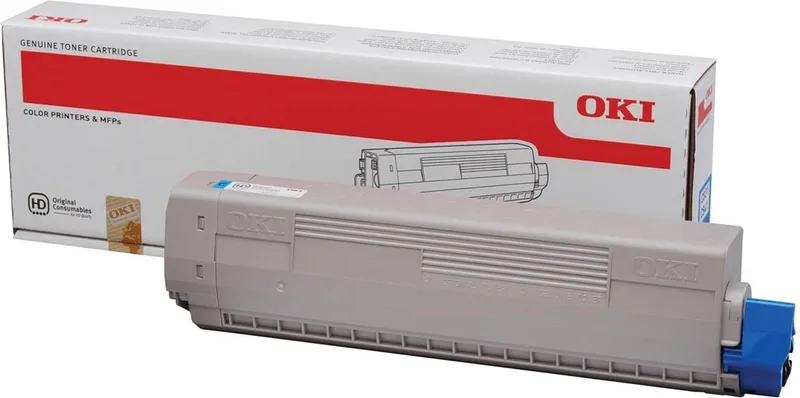 C831 C841 tonercartridge van OKI in Cyaan – productfoto