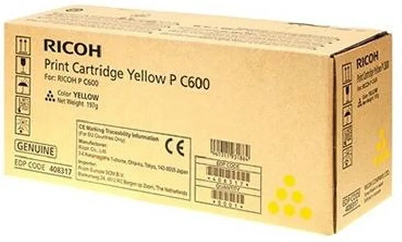 Ricoh 408317 tonercartridge 1 stuk(s) Origineel Geel van Ricoh – productfoto