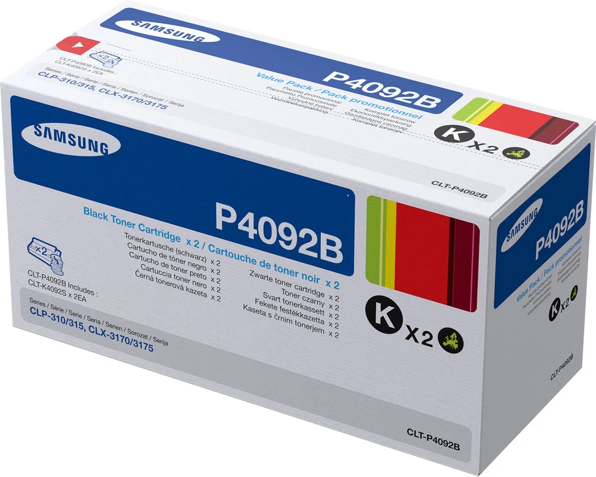 HP ersetzt Samsung CLT P4092B 2er Pack Schwarz Tonerpatrone von Samsung in Schwarz – Produktfoto